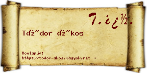 Tódor Ákos névjegykártya